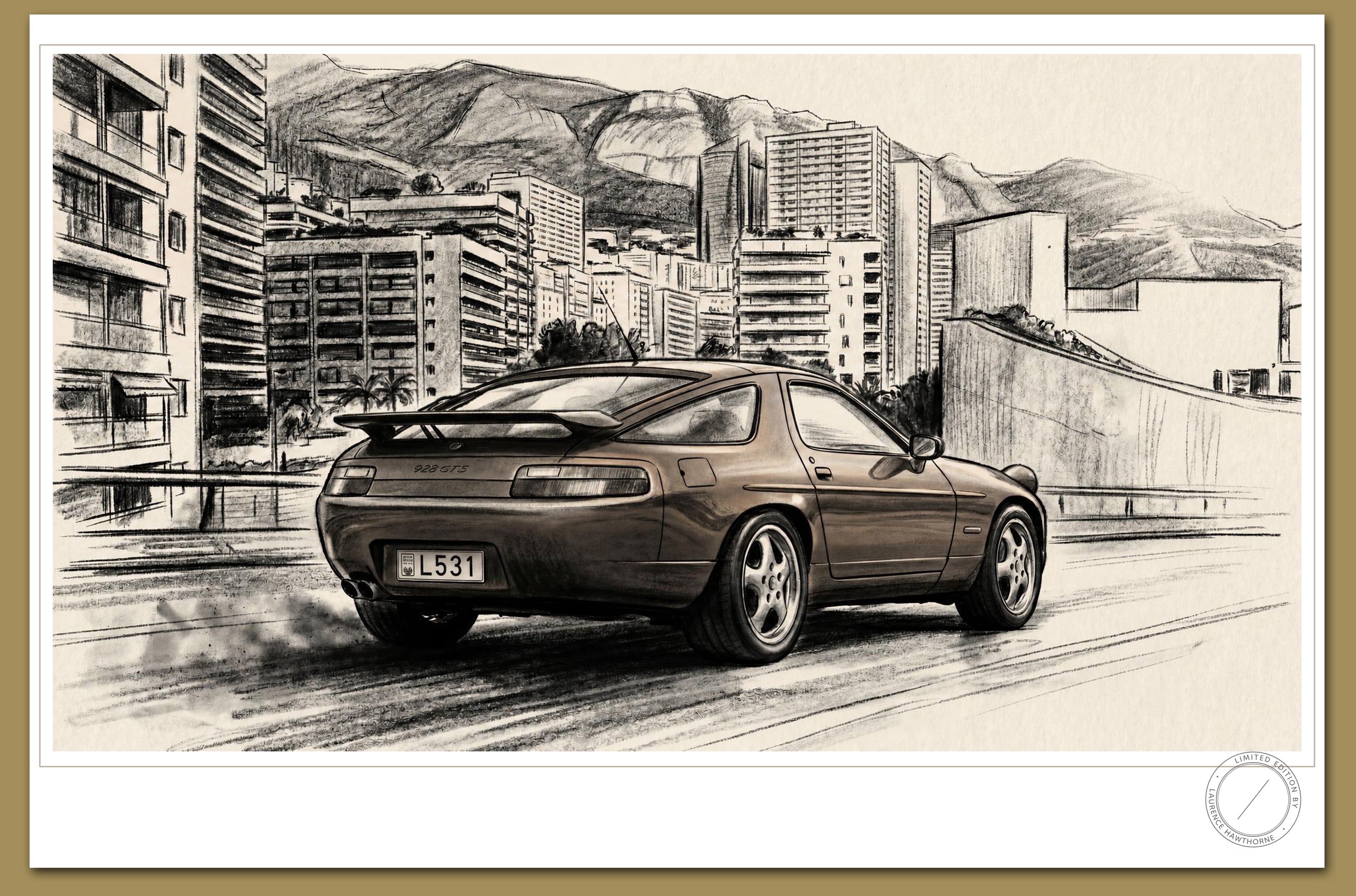 Porsche 928 GTS in Monaco - Limited Edition Signed Print