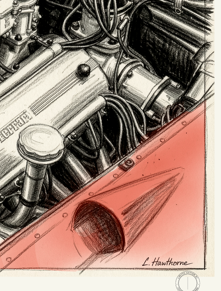 1956 Ferrari 290 MM Tipo 130 V-12 Engine -  Fine Art Signed Limited Edition Print
