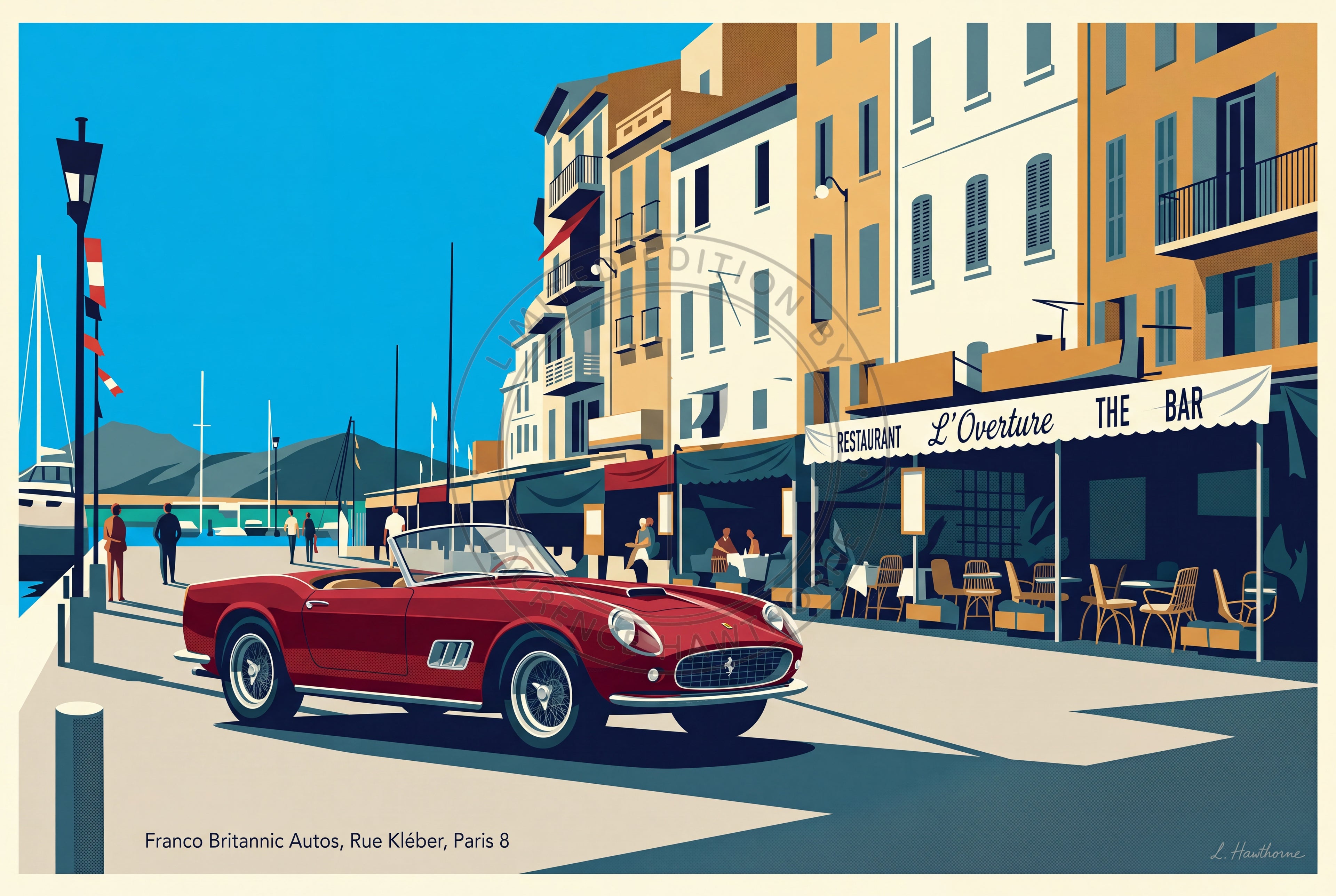 1958 Ferrari 250 GT LWB California Spyder in St Tropez –  Studio Poster Edition
