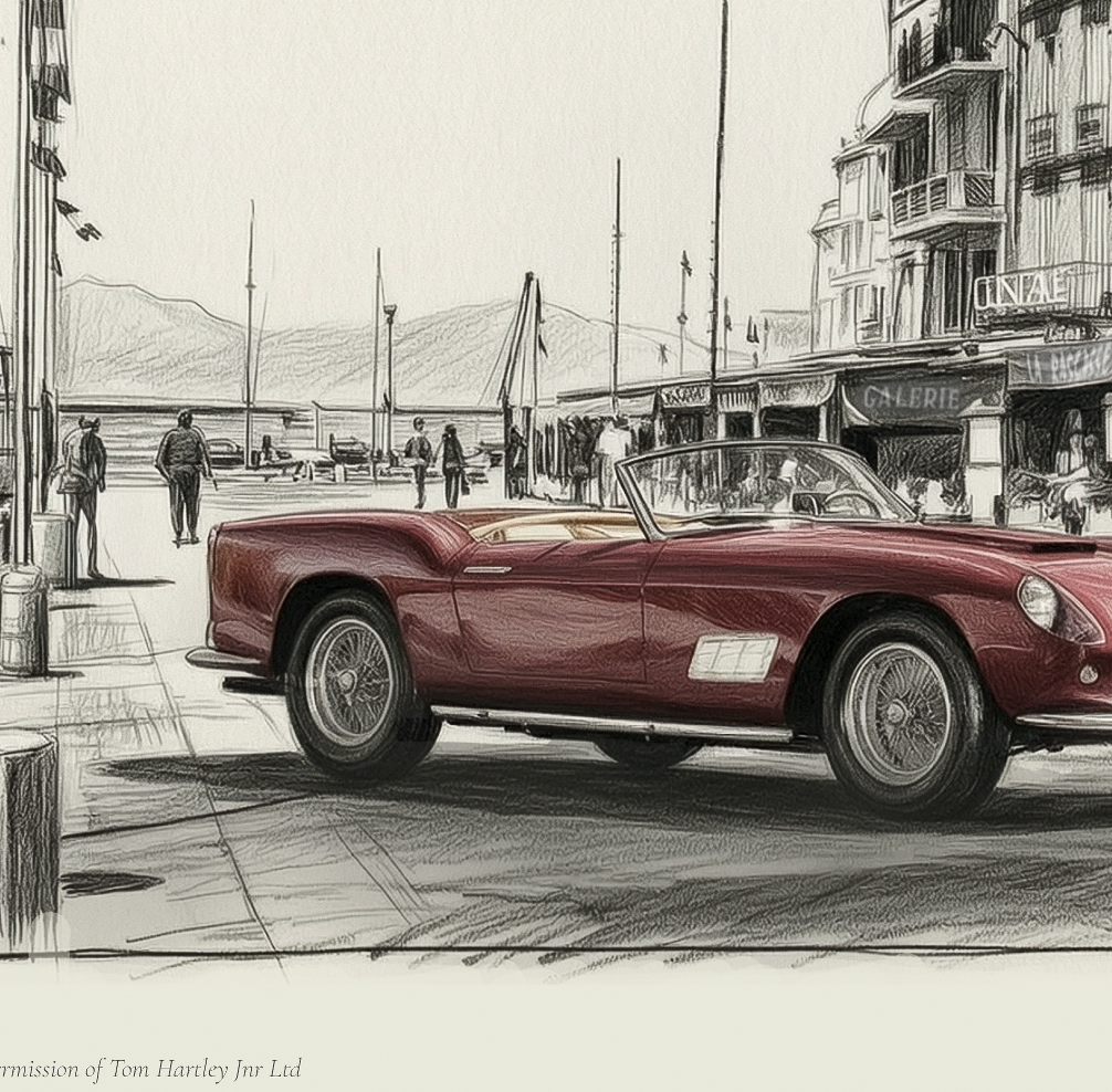 1958 Ferrari 250 GT LWB California Spyder in St Tropez –  Fine Art Print