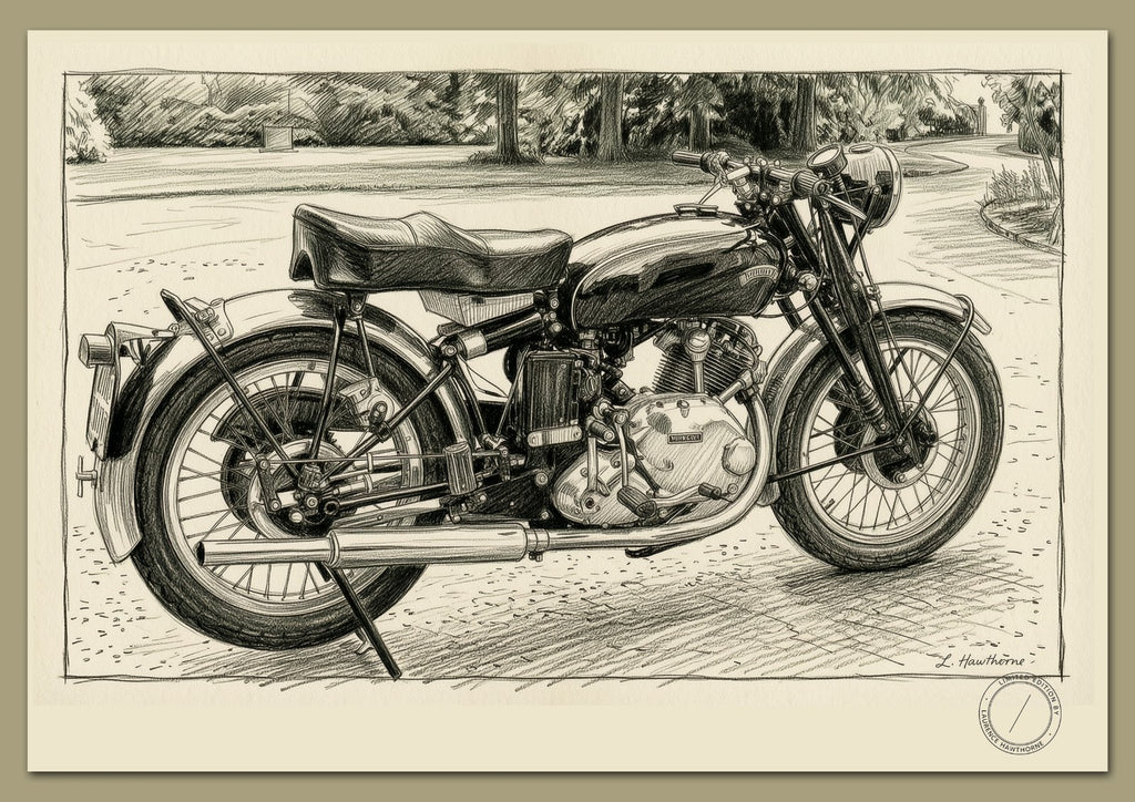 1951 Vincent Comet Motorcycle  Limited Edition Signed Print