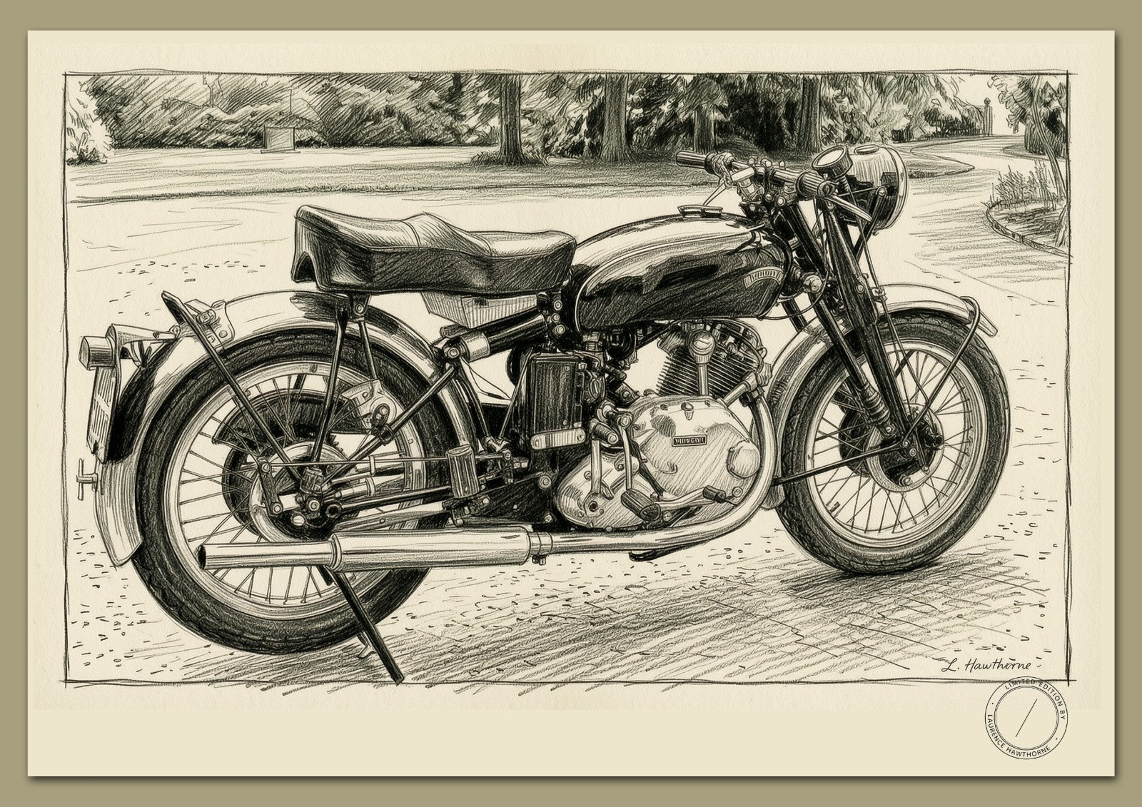 1951 Vincent Comet Motorcycle  Limited Edition Signed Print