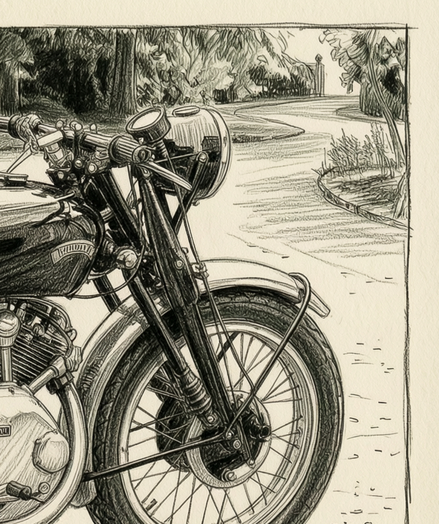 1951 Vincent Comet Motorcycle  Limited Edition Signed Print