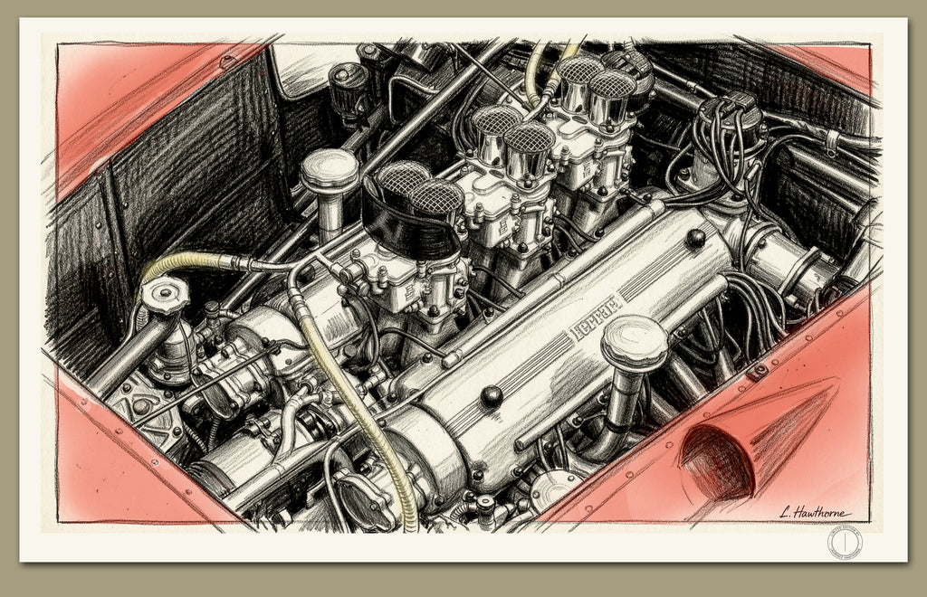 1956 Ferrari 290 MM Tipo 130 V-12 Engine -  Fine Art Signed Limited Edition Print